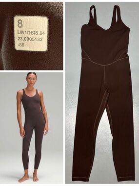 Lululemon Align Bodysuit 25" Inseam Soft Nulu Fabric Built In Bra Espresso Brown